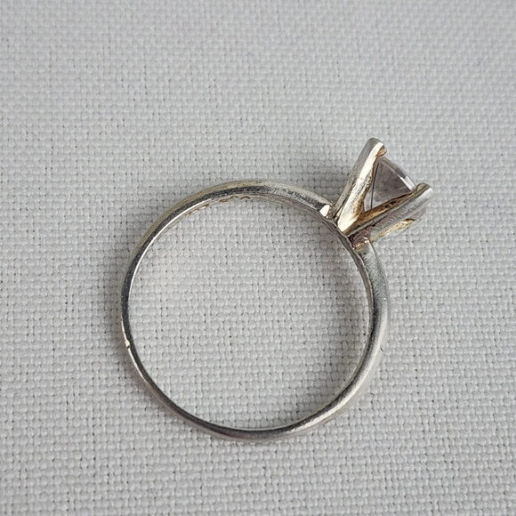 925 Sterling Silver Cubic Zircon Solitaire Ring Size 7.5 - Picture 6 of 8